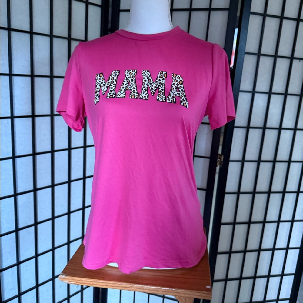 SHEIN Hot Pink Leopard 'MAMA' Tee